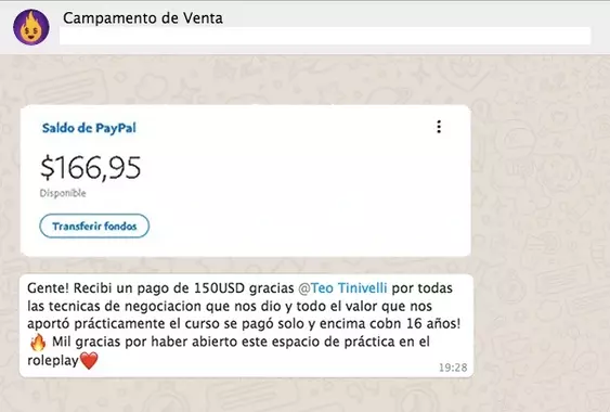 Screenshot del testimonio