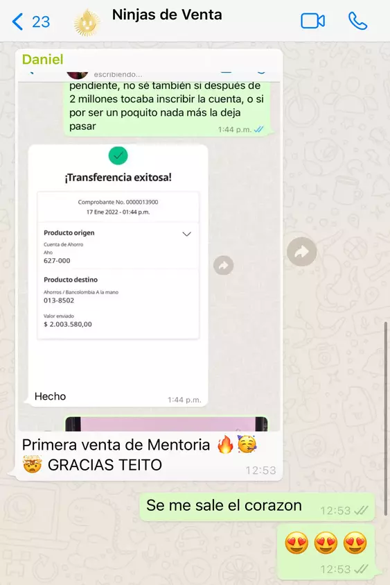 Screenshot del testimonio