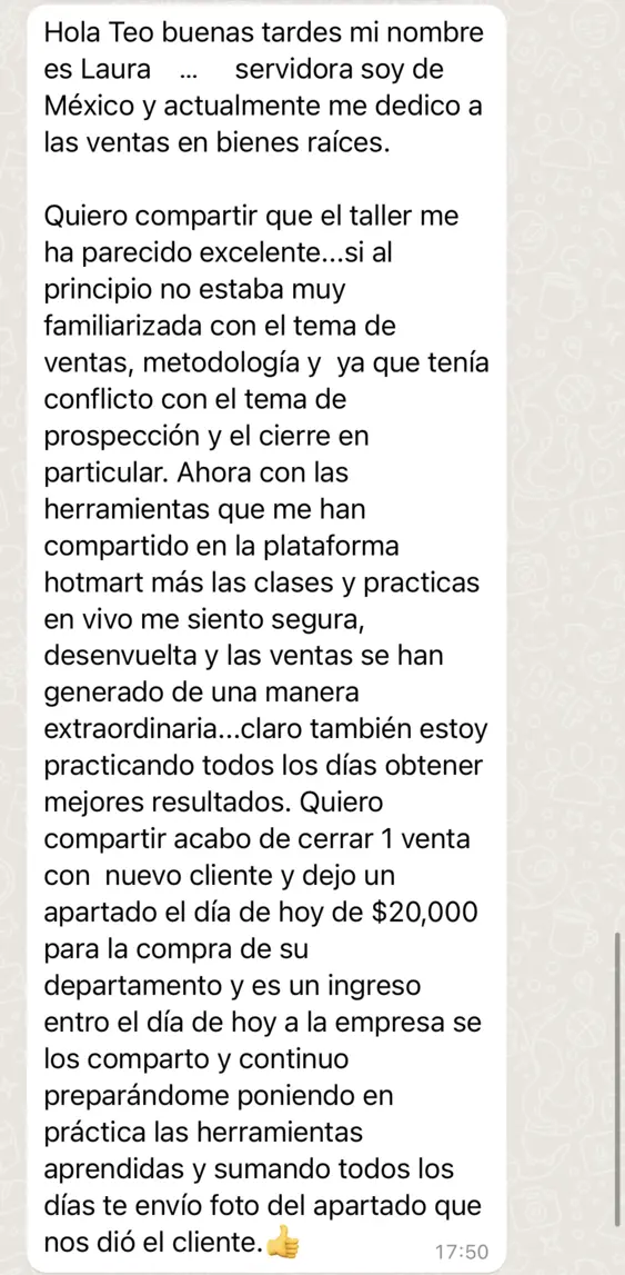 Screenshot del testimonio