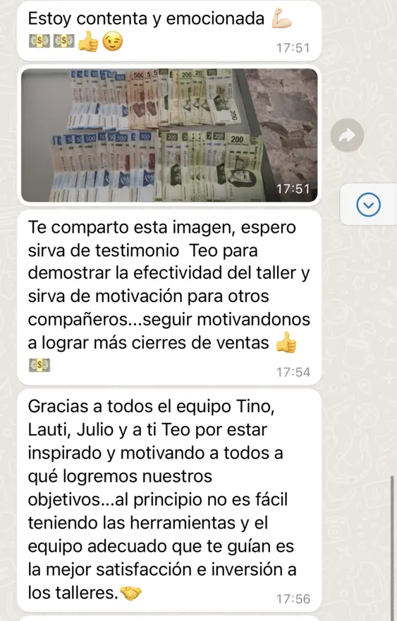 Screenshot del testimonio