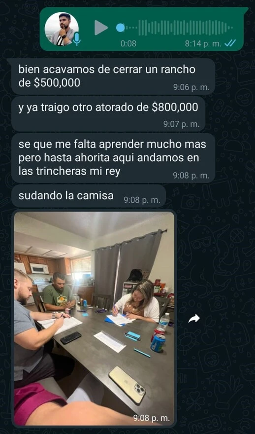 Screenshot del testimonio