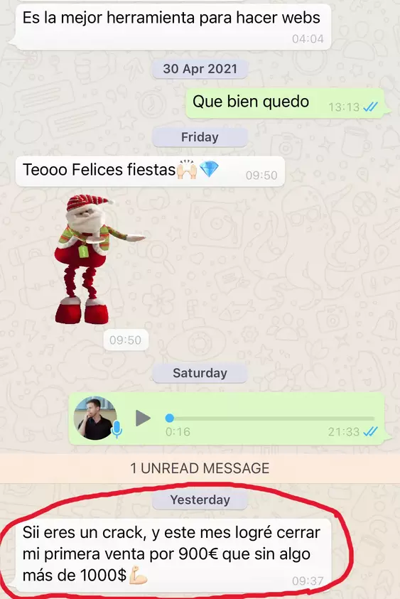 Screenshot del testimonio